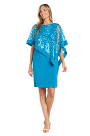 Asymmetrical Sequin Patterned Poncho Dress