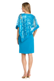 Asymmetrical Sequin Patterned Poncho Dress