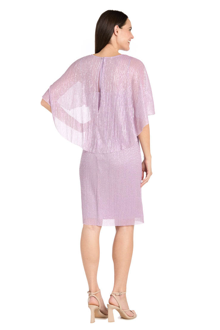 Cocktail Caplet Dress with Rhinestone and Ruffle Side Detail