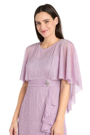 Cocktail Caplet Dress with Rhinestone and Ruffle Side Detail