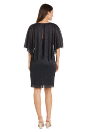 Cocktail Caplet Dress with Rhinestone and Ruffle Side Detail - Petite