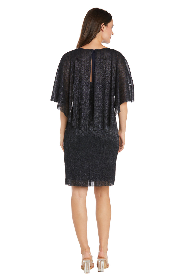 Cocktail Caplet Dress with Rhinestone and Ruffle Side Detail - Petite