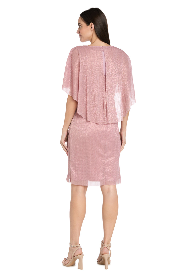 Cocktail Caplet Dress with Rhinestone and Ruffle Side Detail - Petite