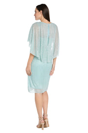 Cocktail Caplet Dress with Rhinestone and Ruffle Side Detail - Petite
