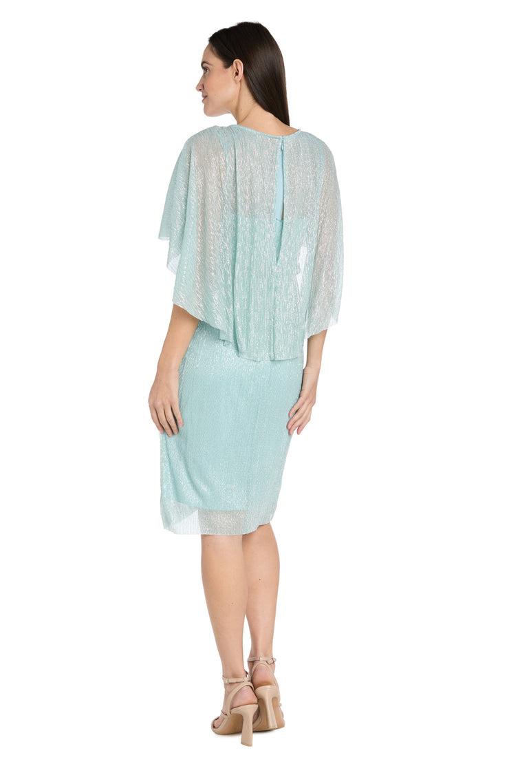 Cocktail Caplet Dress with Rhinestone and Ruffle Side Detail - Petite
