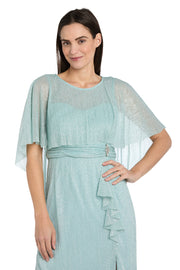 Cocktail Caplet Dress with Rhinestone and Ruffle Side Detail - Petite