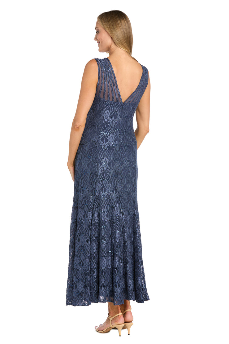 Sequined Lace Gown with Sheer Inserts