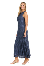 Sequined Lace Gown with Sheer Inserts