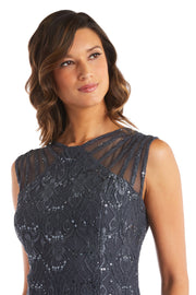 Sequined Lace Gown with Sheer Inserts