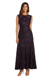 Sequined Lace Gown with Sheer Inserts