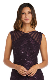 Sequined Lace Gown with Sheer Inserts