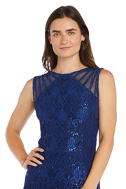 Sequined Lace Gown with Sheer Inserts  - Petite