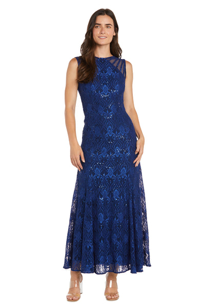 Sequined Lace Gown with Sheer Inserts  - Petite