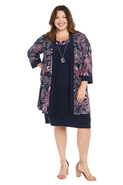 Daytime Jacket Dress with Detachable Necklace - Plus