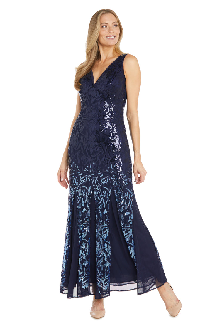 Ombre Sequin Gown with Mesh Godet Inserts