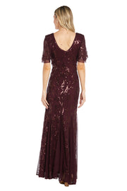 Floral Sequined Gown with Beautiful Underlay Flutter Sleeves