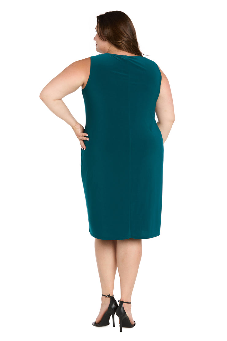 Shift Dress with Embellished Neckline and Sheer Jacket - Plus