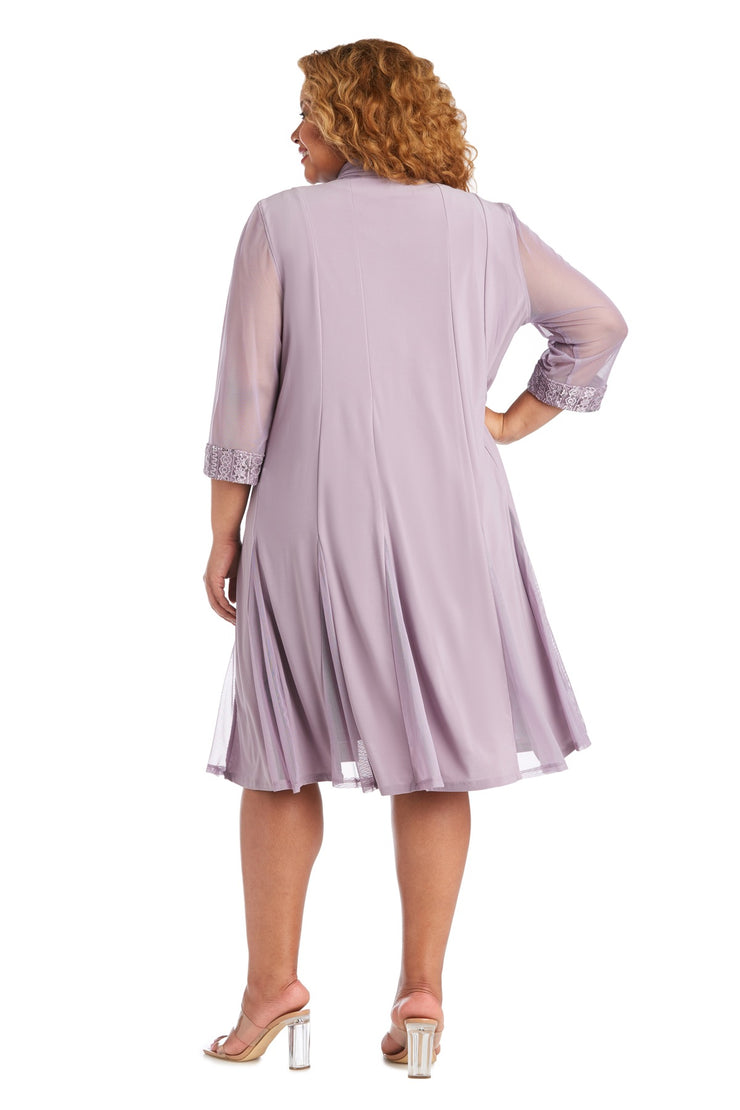 Shift Dress with Embellished Neckline and Sheer Jacket - Plus