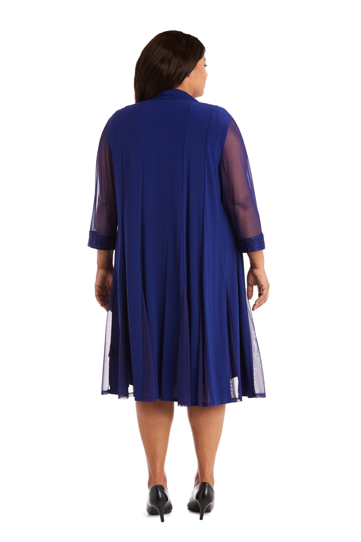 Shift Dress with Embellished Neckline and Sheer Jacket - Plus