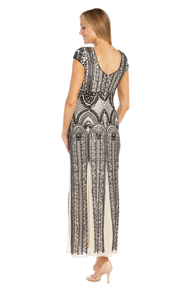 Patterned Sequin Godet Gown