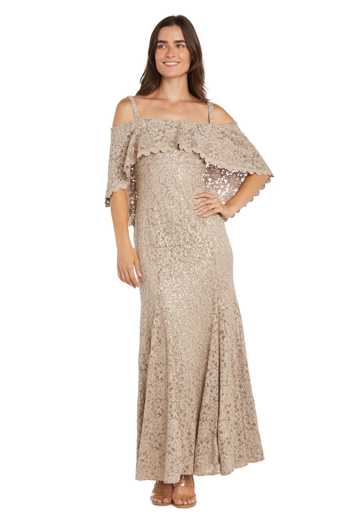 R & M Richards Women's Missy Long Sequin Lace Mermaid Dress, Champagne, 14 R & M Richards Women's Missy Long Sequin Lace Mermaid Dress, Champagne, 14