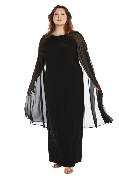 Long Ity Dress With Rhinestone Neck Detailing and Long Back Caplet - Plus