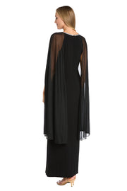 Long Ity Dress With Rhinestone Neck Detailing and Long Back Caplet