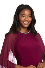 Long Ity Dress With Rhinestone Neck Detailing and Long Back Caplet