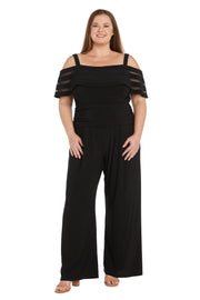 Jumpsuit with Illusion Sheer Off The Shoulder Inserts