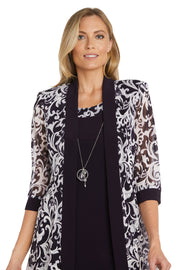 Swirled Daytime Printed Jacket Dress With Detachable Necklace