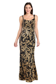 black and gold sequin dress Long Black & Gold Sequin Gown – R&M Richards