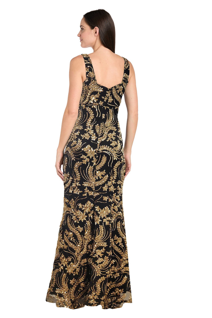 Long Black & Gold Sequin Gown