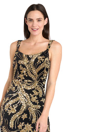 Long Black & Gold Sequin Gown