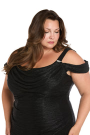 Metallic off The Shoulder Dress - Plus