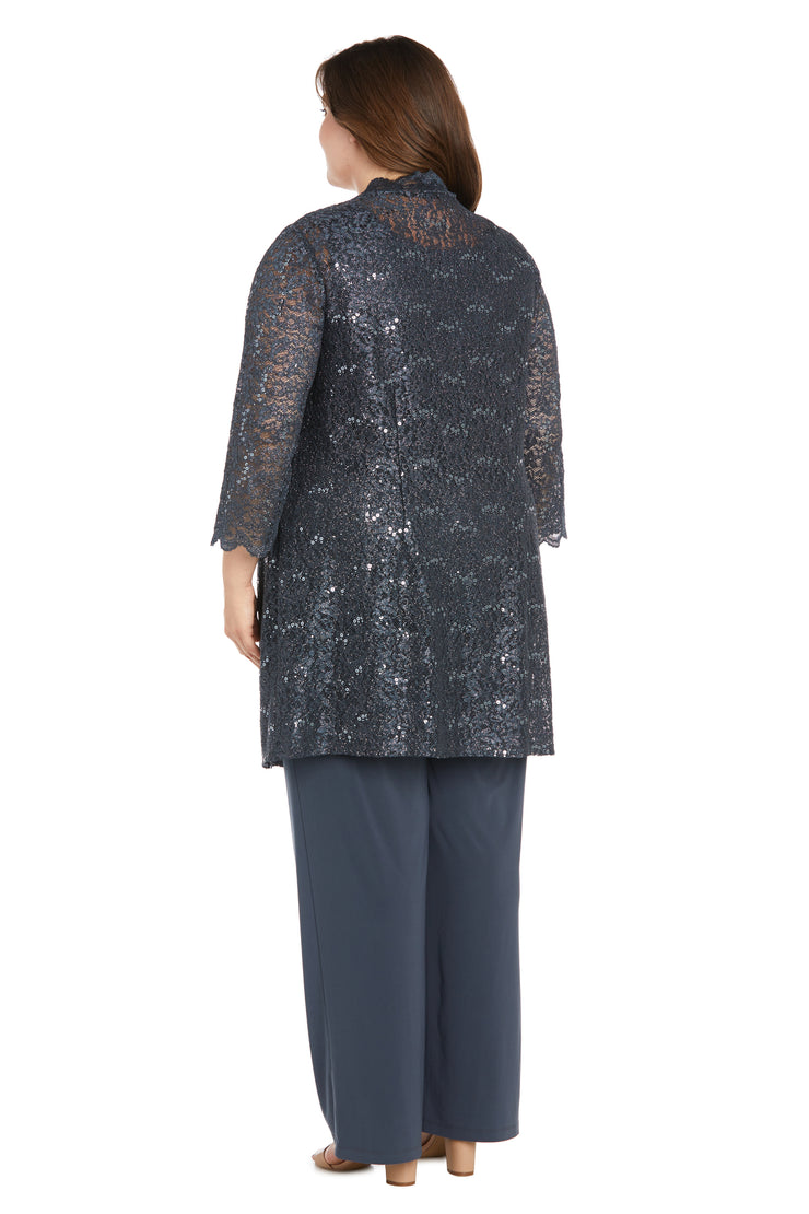 Lace Pantsuit With Delicate Sequins and a Pearl-Detailed Neckline - Plus