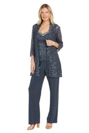 Lace Pantsuit With Delicate Sequins and a Pearl-Detailed Neckline - Petite