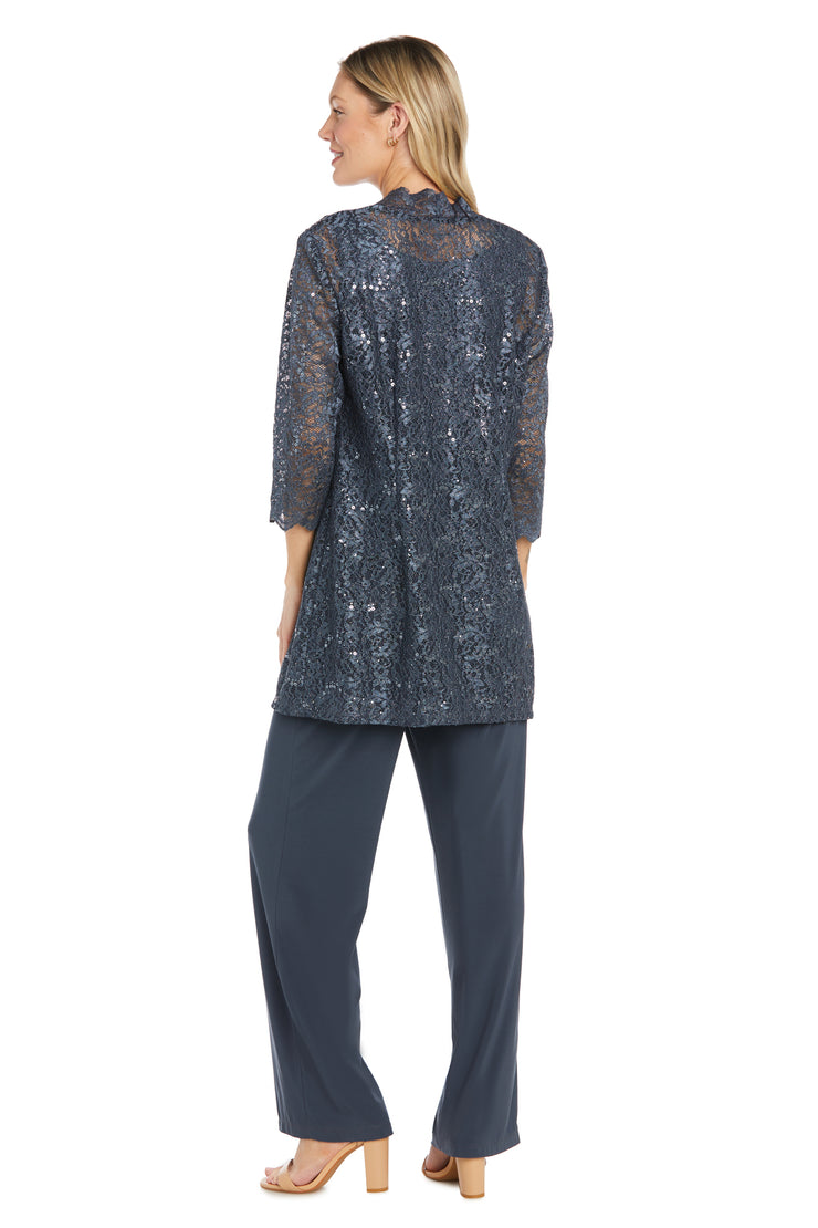 Lace Pantsuit With Delicate Sequins and a Pearl-Detailed Neckline - Petite