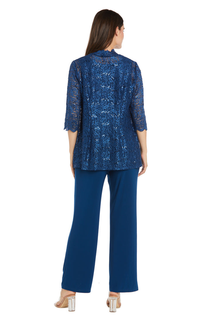 Lace Pantsuit With Delicate Sequins and a Pearl-Detailed Neckline - Petite