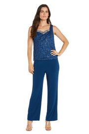 Lace Pantsuit With Delicate Sequins and a Pearl-Detailed Neckline