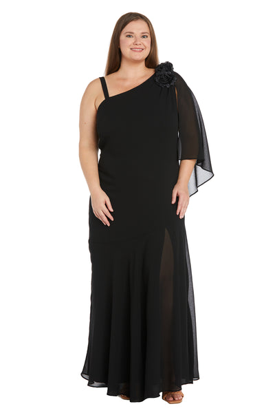 Dress Featuring an Elegant Chiffon Cape - Plus