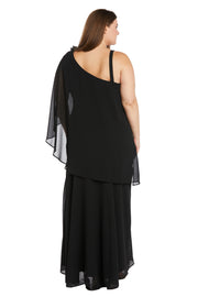 Dress Featuring an Elegant Chiffon Cape - Plus