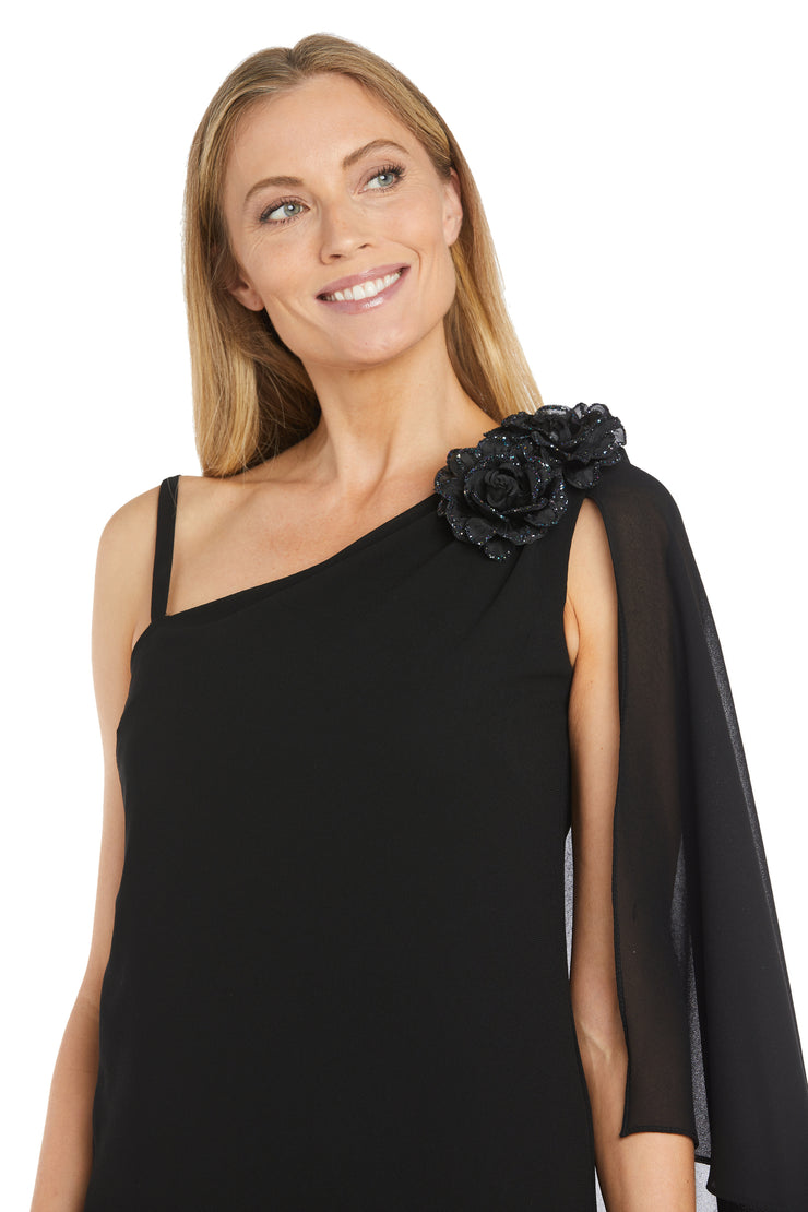 Dress Featuring an Elegant Chiffon Cape