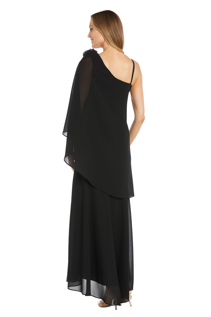 Dress Featuring an Elegant Chiffon Cape