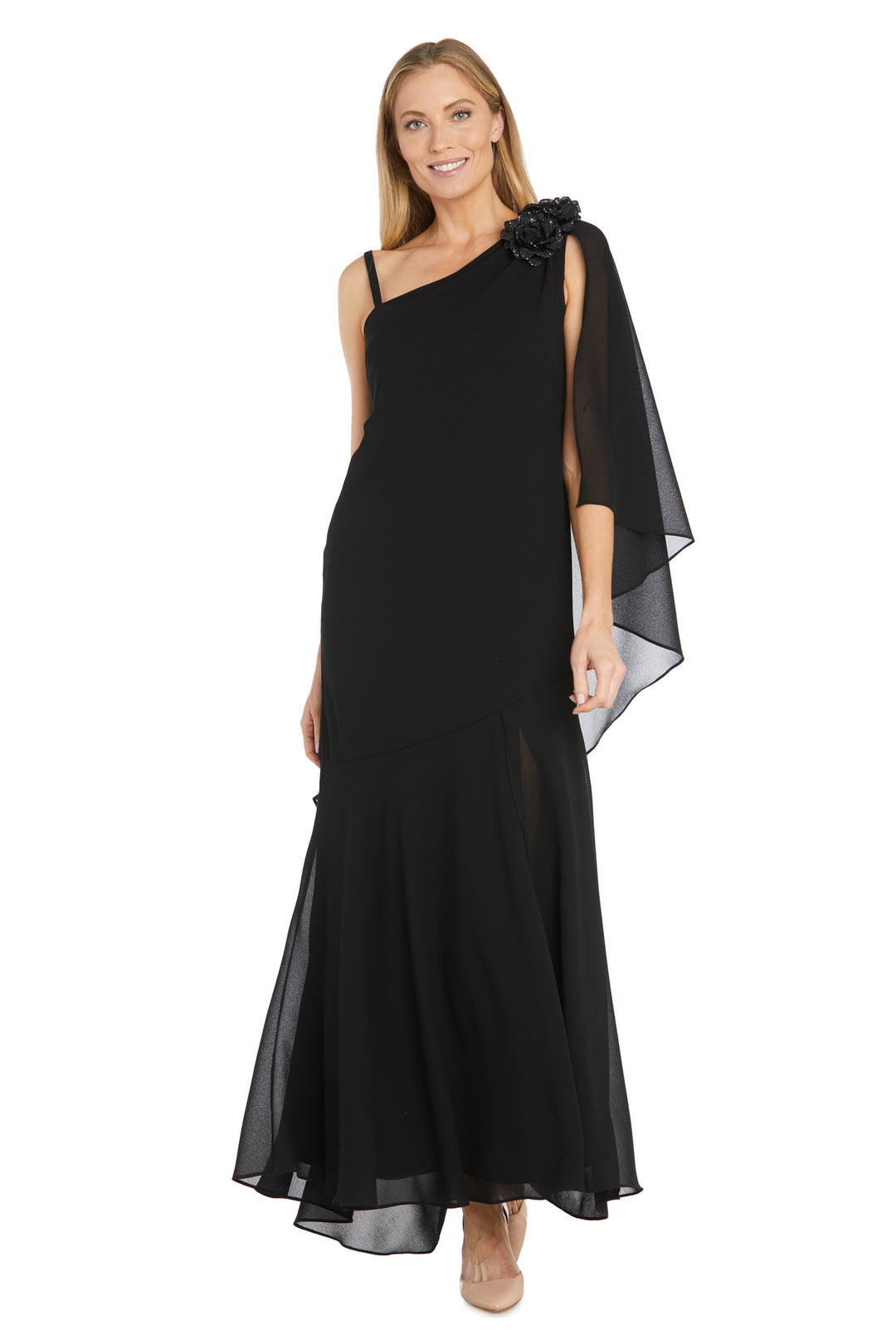 Long Evening Dress Glitter Formal R&M Richards 3304 - Black / 6 Long Evening Dress Glitter Formal R&M Richards 3304 - Black / 6