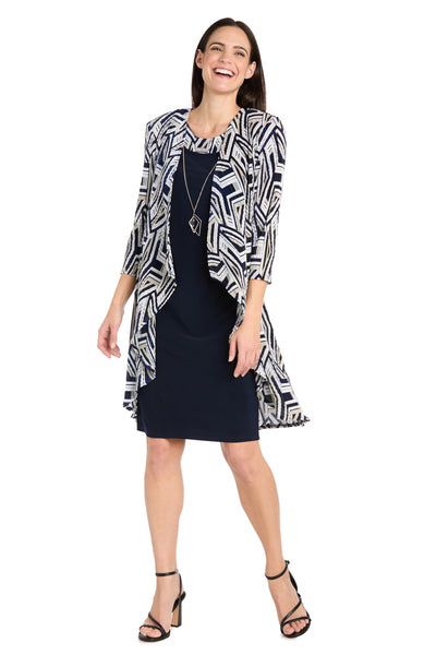 Geometric Printed Jacket Dress - Petite