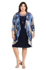 Puff Printed Circular Ity Flyaway Jacket Dress With Paisley Scroll Print - Plus