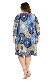 Puff Printed Circular Ity Flyaway Jacket Dress With Paisley Scroll Print - Plus