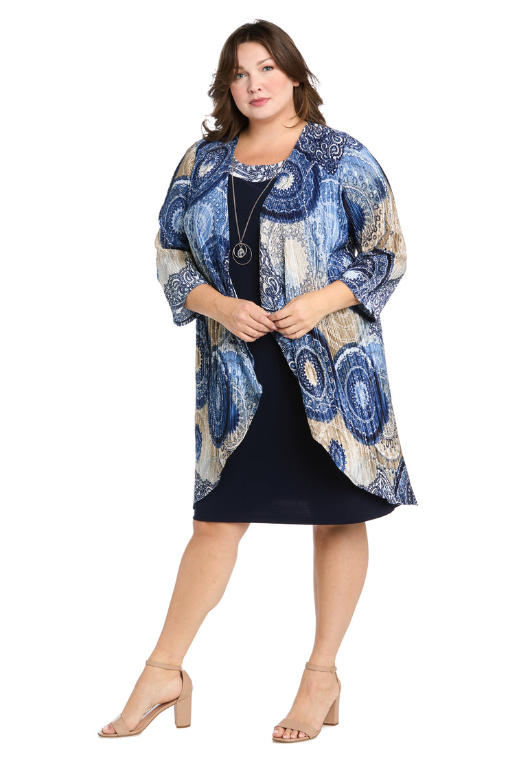 Puff Printed Circular Ity Flyaway Jacket Dress With Paisley Scroll Print - Plus