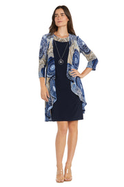 Puff Printed Circular Ity Flyaway Jacket Dress With Paisley Scroll Print