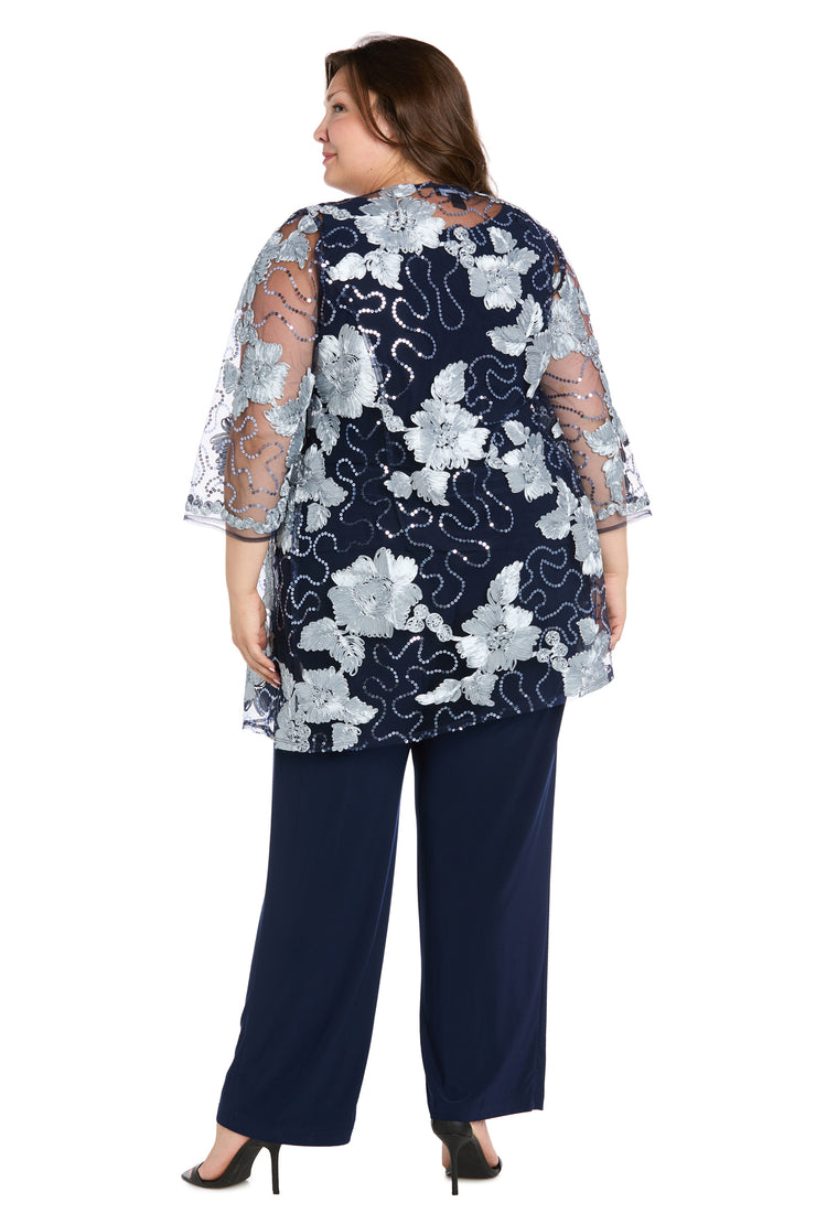 Floral Threadwork Pantsuit - Plus
